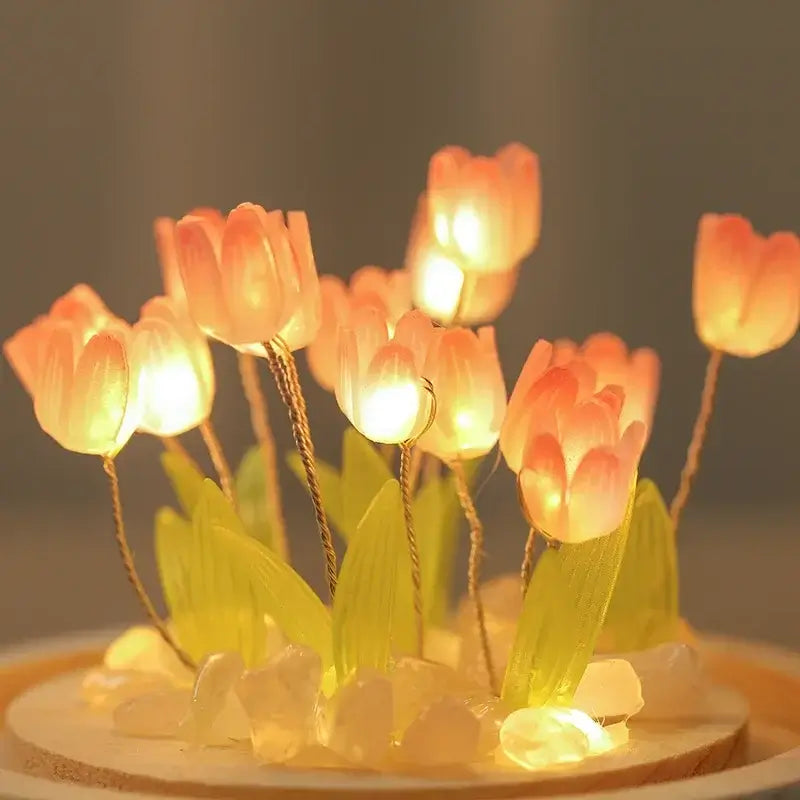 Luminária Bola de Cristal, com Tulipas - Cristal Encantado