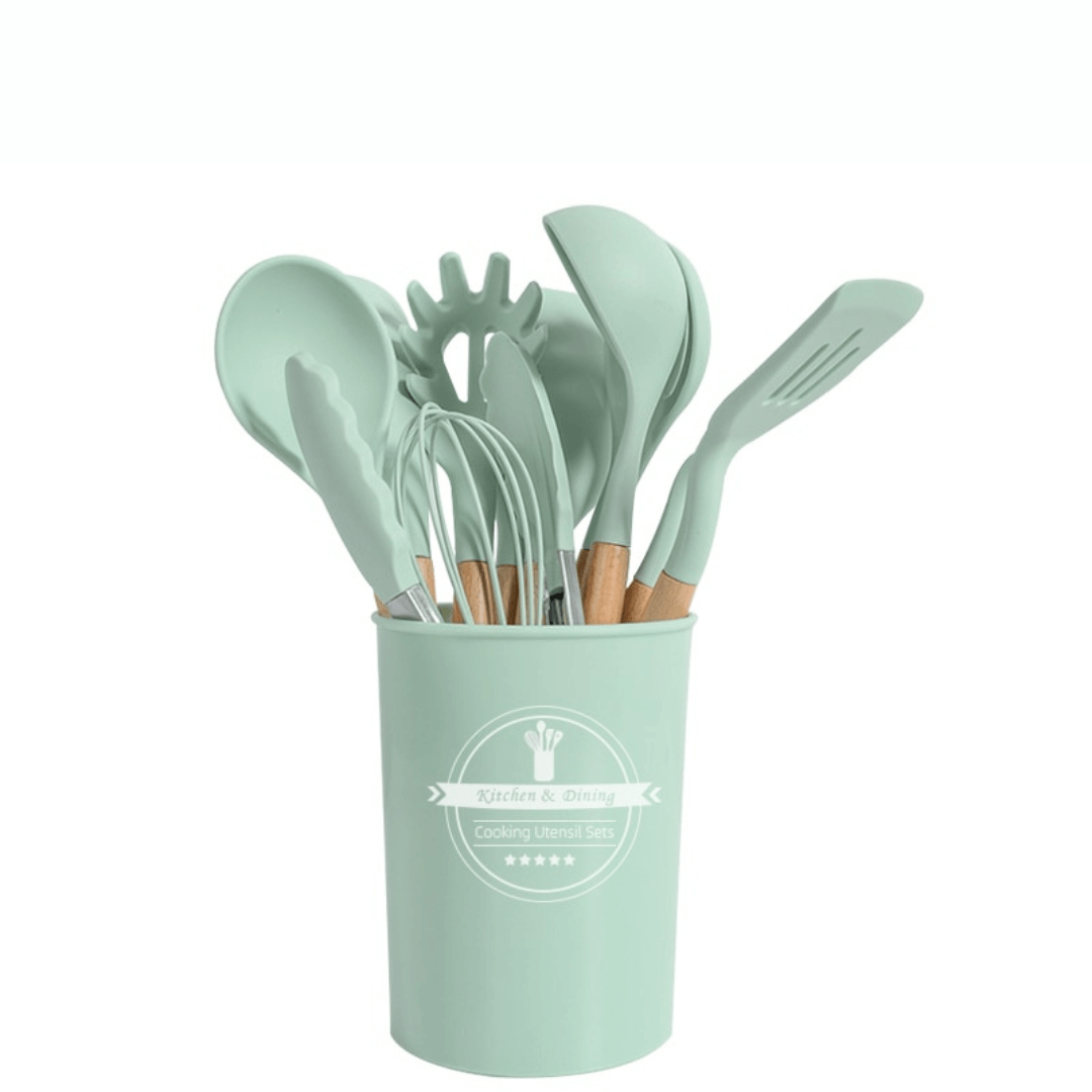Jogo De Utensílios De Cozinha De Silicone (Kit 12 Peças)